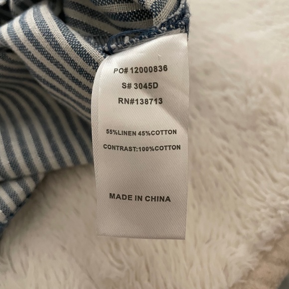 Anthropologie Doe&Rae Sz. L Halter Mini Dress Stripes side Zipper Linen/Cotton - Picture 9 of 15